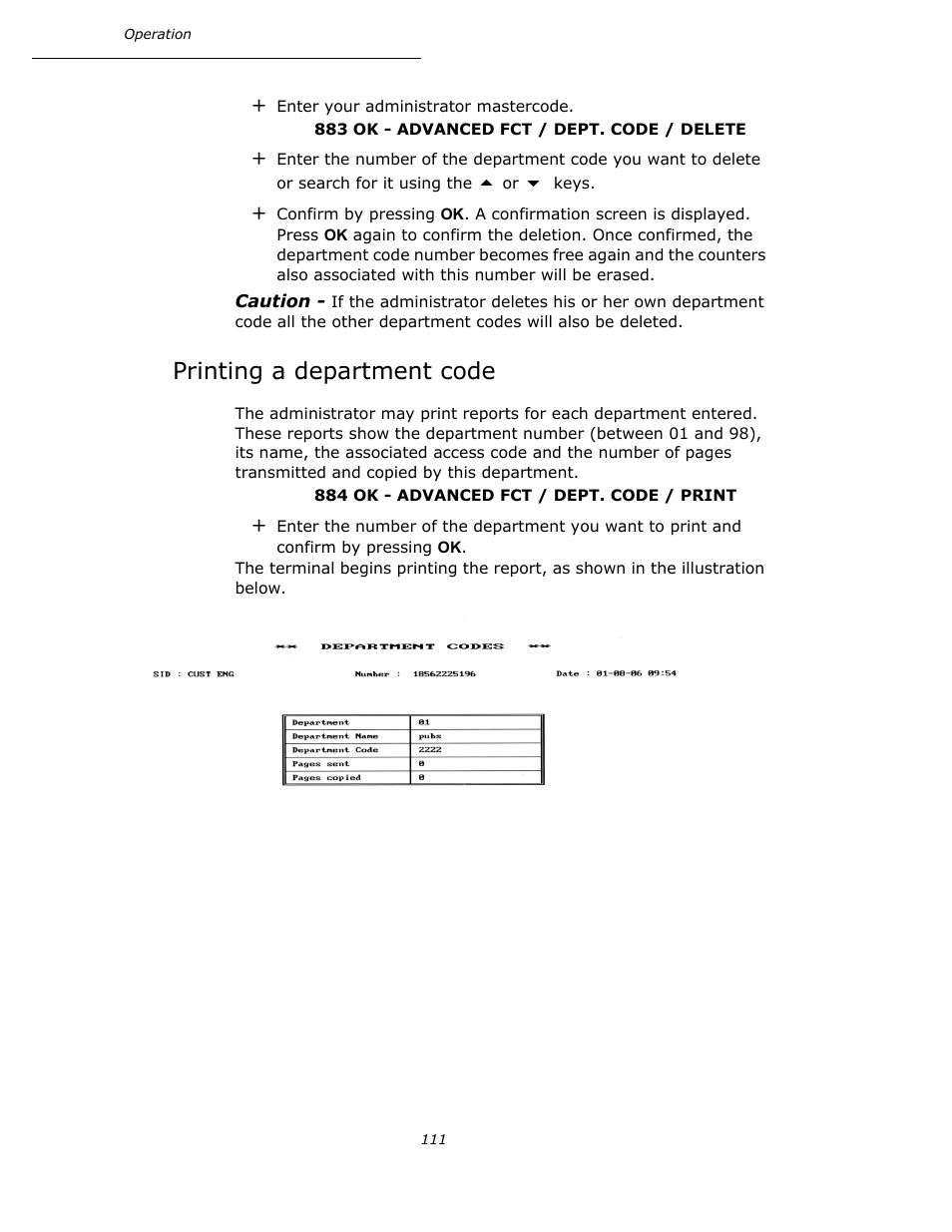 Printing a department code, P. 111 | Oki B4545 MFP User Manual | Page 111 / 154