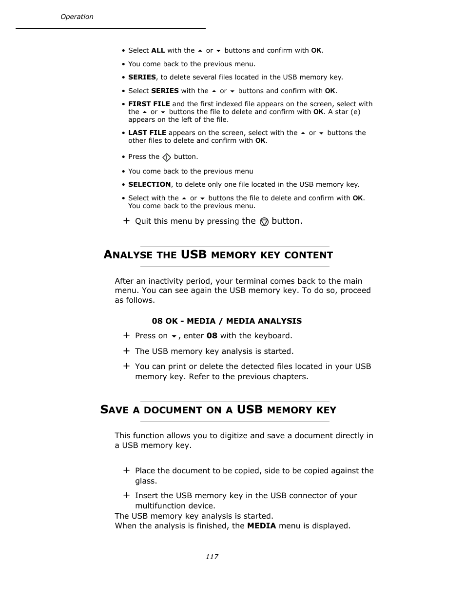 Analyse the usb memory key content, Save a document on a usb memory key, P. 117 | Oki B4545 MFP User Manual | Page 117 / 154