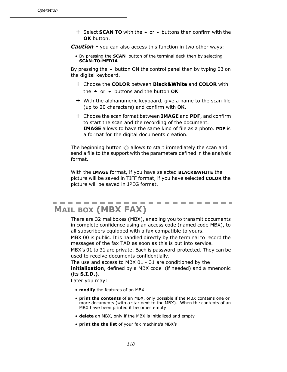 Mail box (mbx fax), Mbx fax) | Oki B4545 MFP User Manual | Page 118 / 154