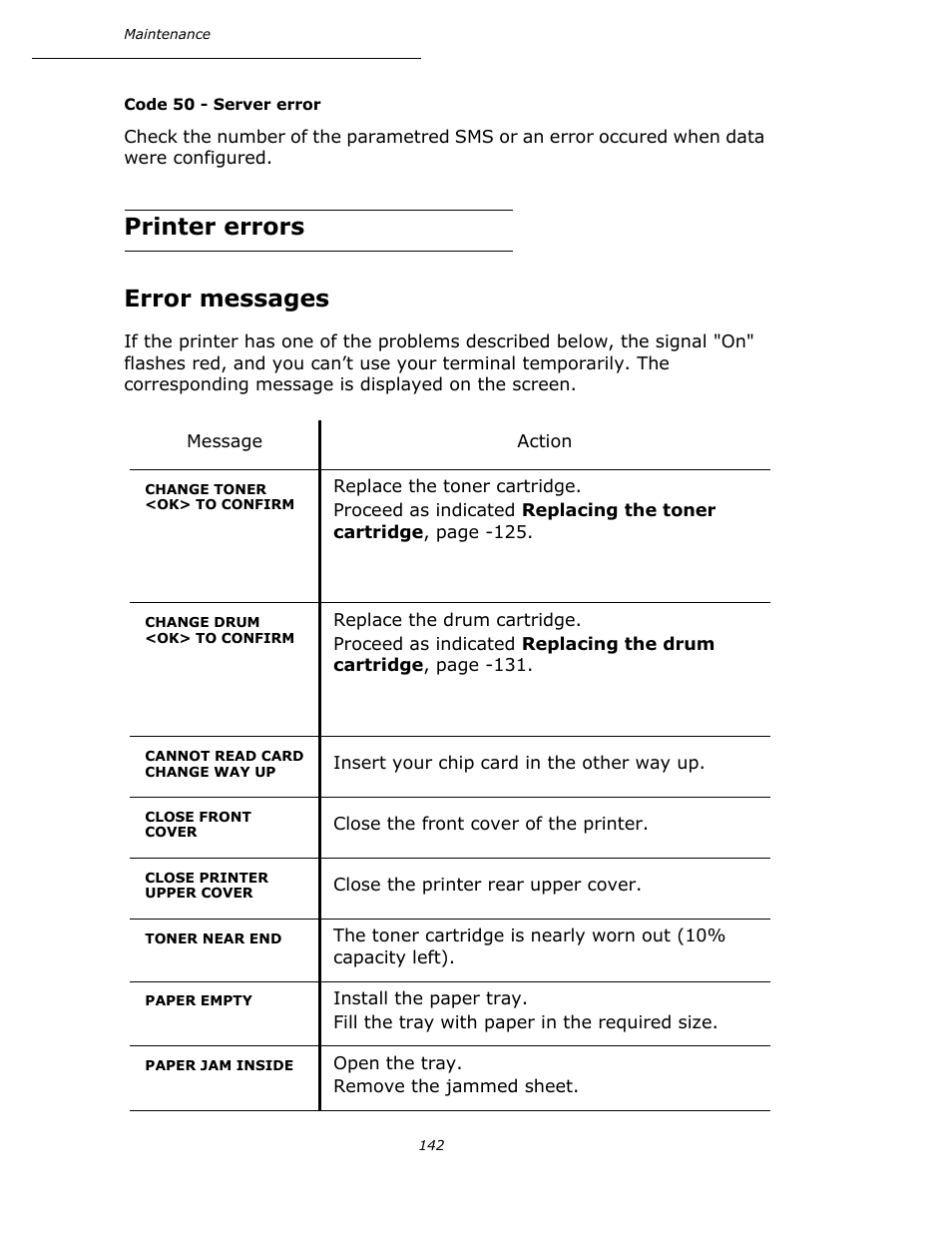 Printer errors, Error messages, Printer errors error messages | Oki B4545 MFP User Manual | Page 141 / 154