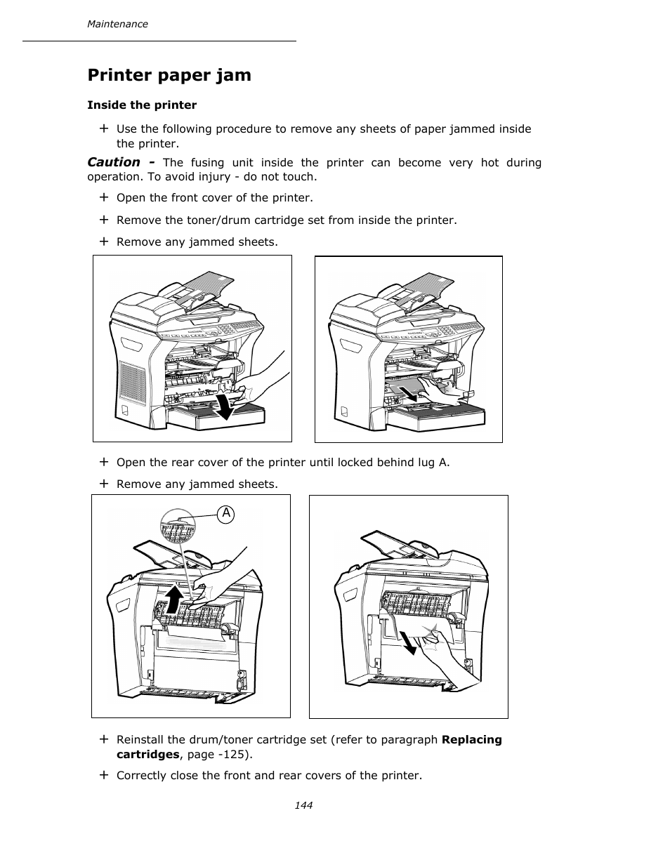 Printer paper jam | Oki B4545 MFP User Manual | Page 143 / 154