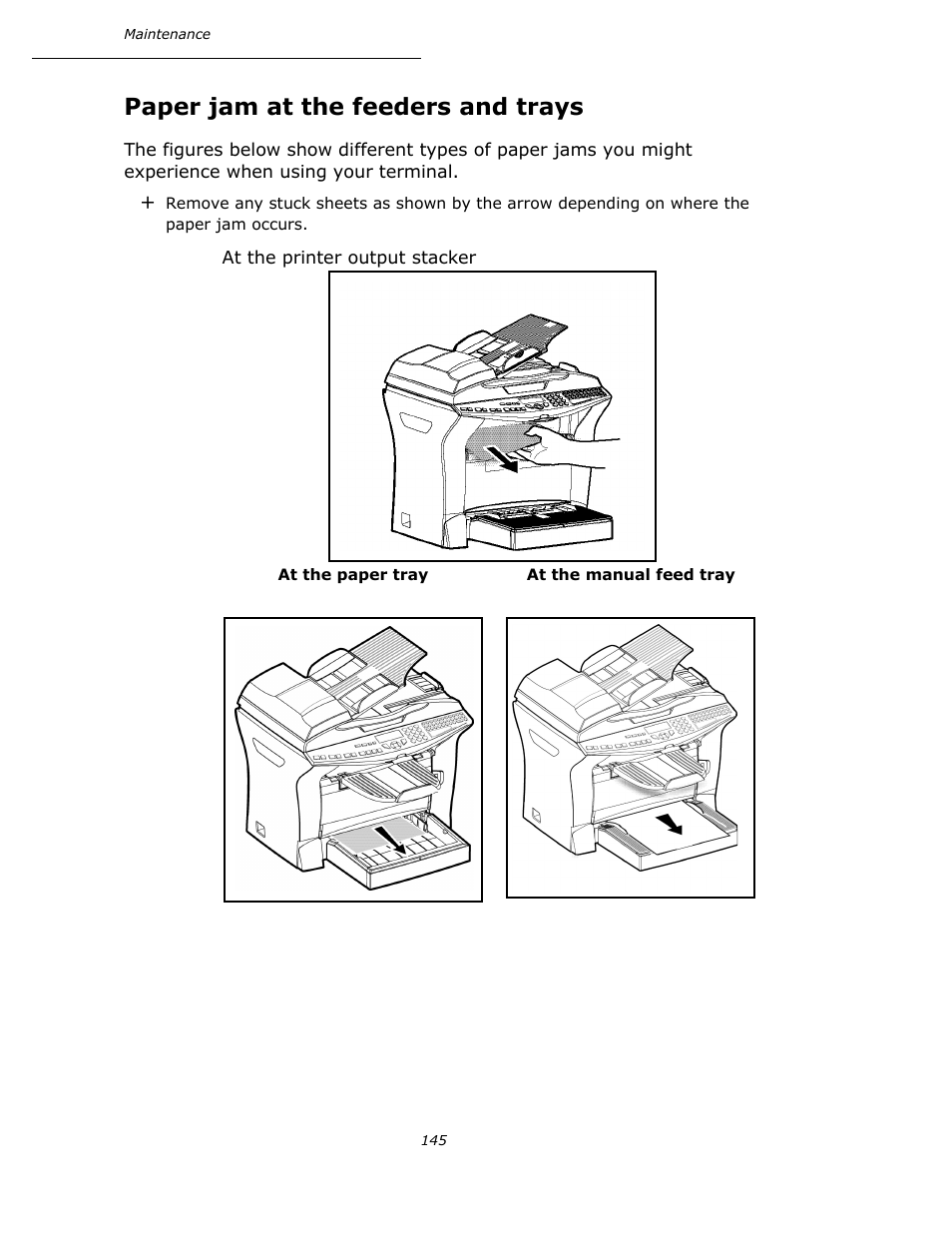 Paper jam at the feeders and trays | Oki B4545 MFP User Manual | Page 144 / 154