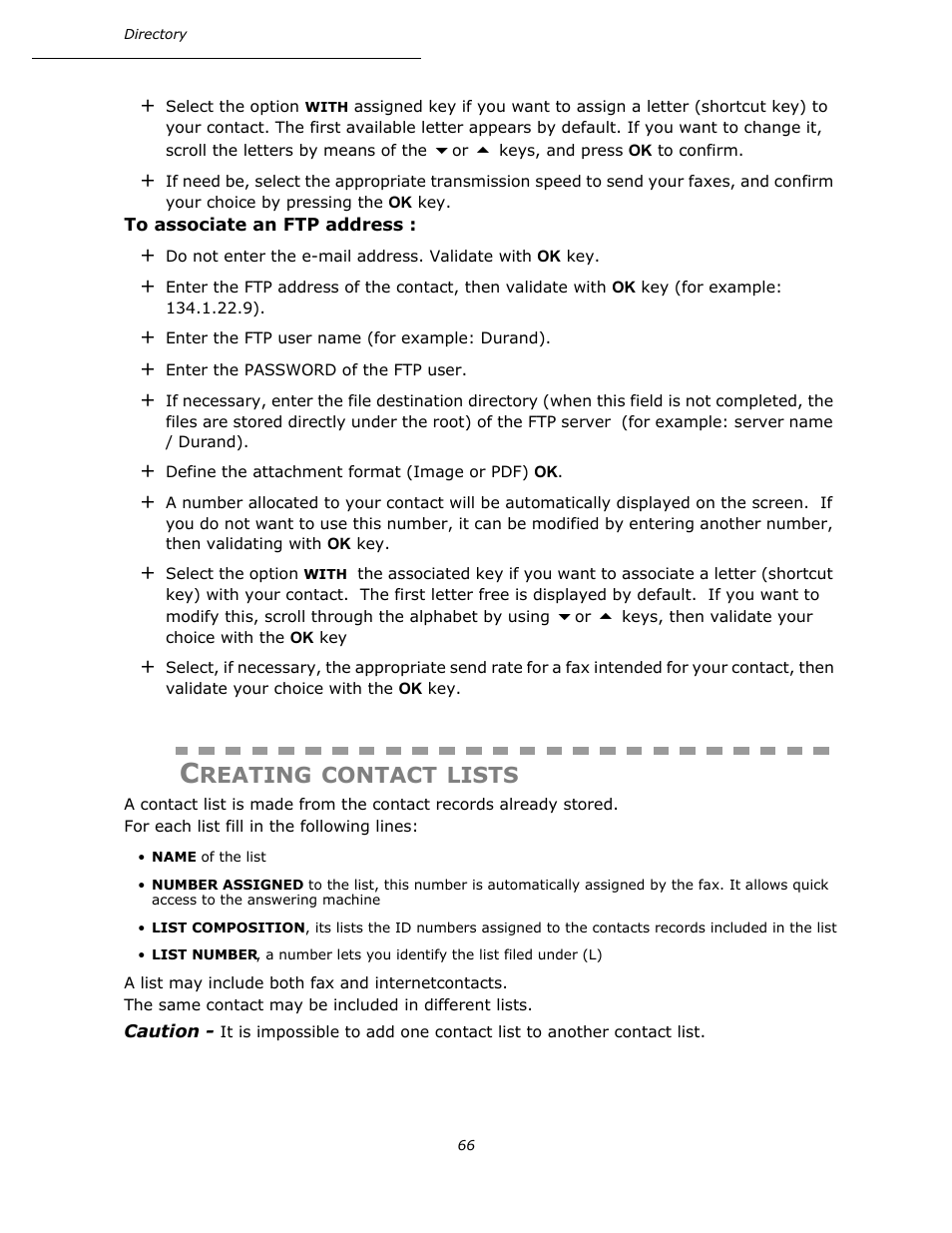 Creating contact lists, Reating, Contact | Lists | Oki B4545 MFP User Manual | Page 66 / 154