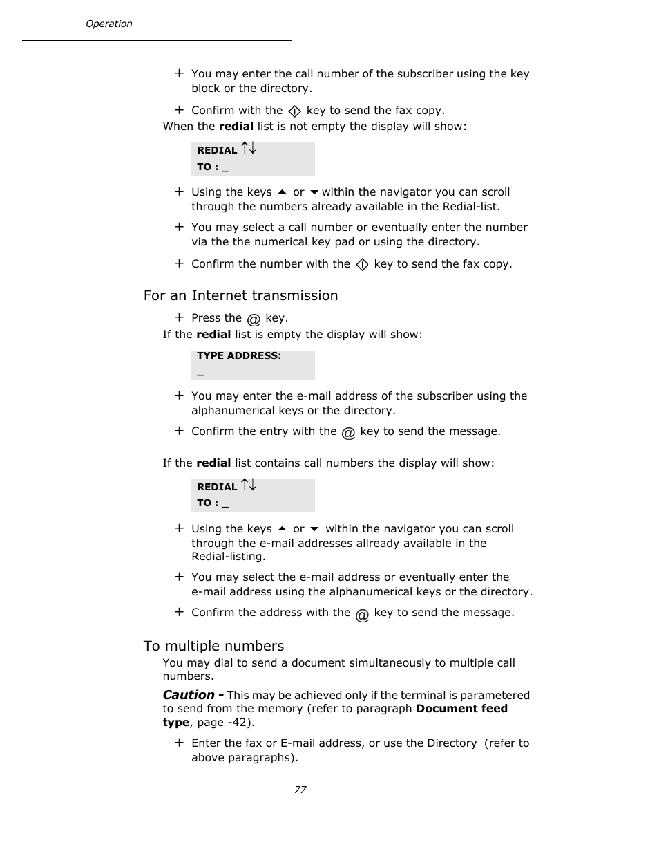 For an internet transmission, To multiple numbers | Oki B4545 MFP User Manual | Page 77 / 154