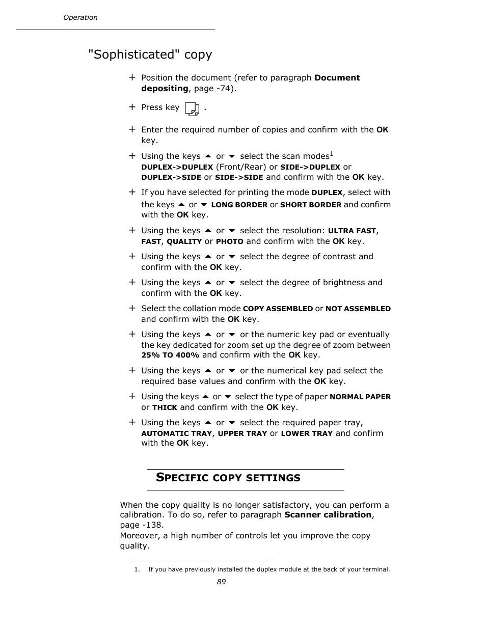 Sophisticated" copy, Specific copy settings, P. 89 | Oki B4545 MFP User Manual | Page 89 / 154