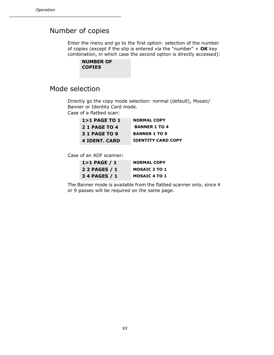 Number of copies, Mode selection | Oki B4545 MFP User Manual | Page 93 / 154