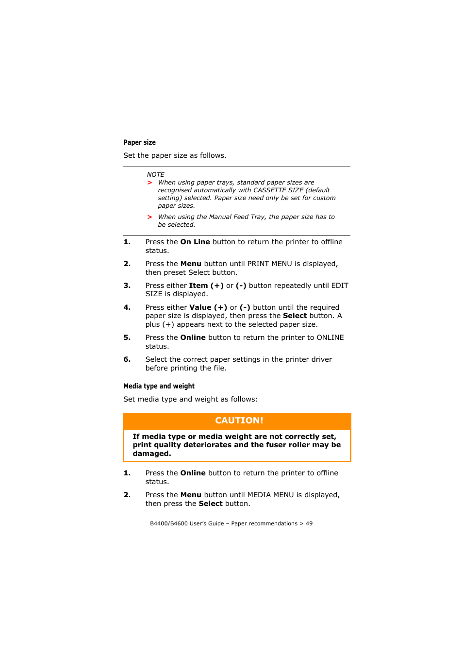 Oki B4400 Series User Manual | Page 49 / 104