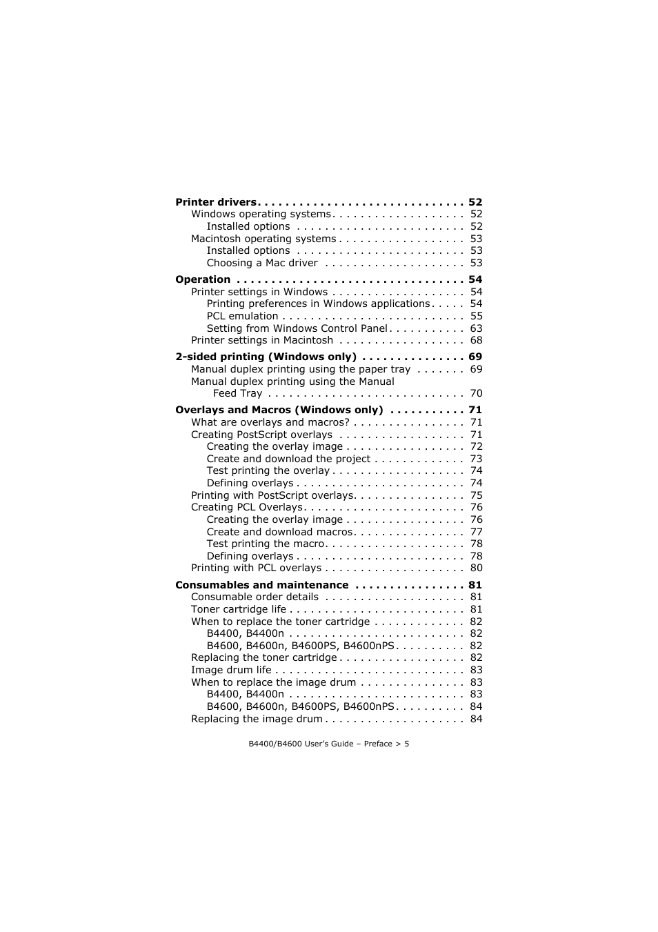 Oki B4400 Series User Manual | Page 5 / 104