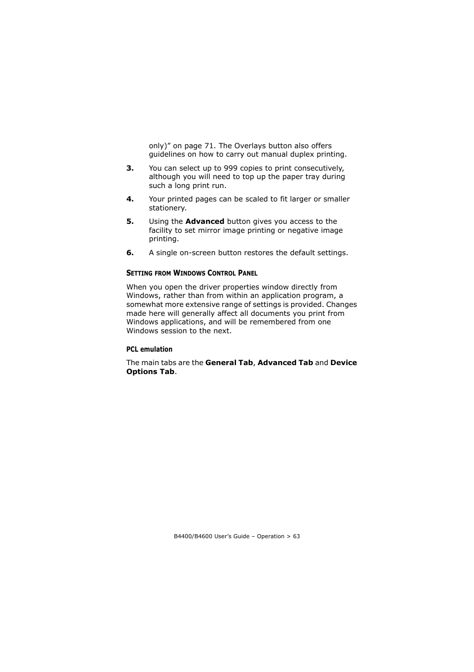 Setting from windows control panel | Oki B4400 Series User Manual | Page 63 / 104