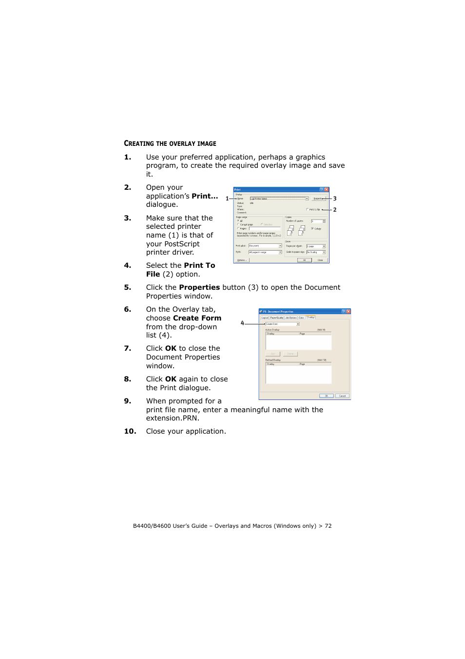 Creating the overlay image | Oki B4400 Series User Manual | Page 72 / 104