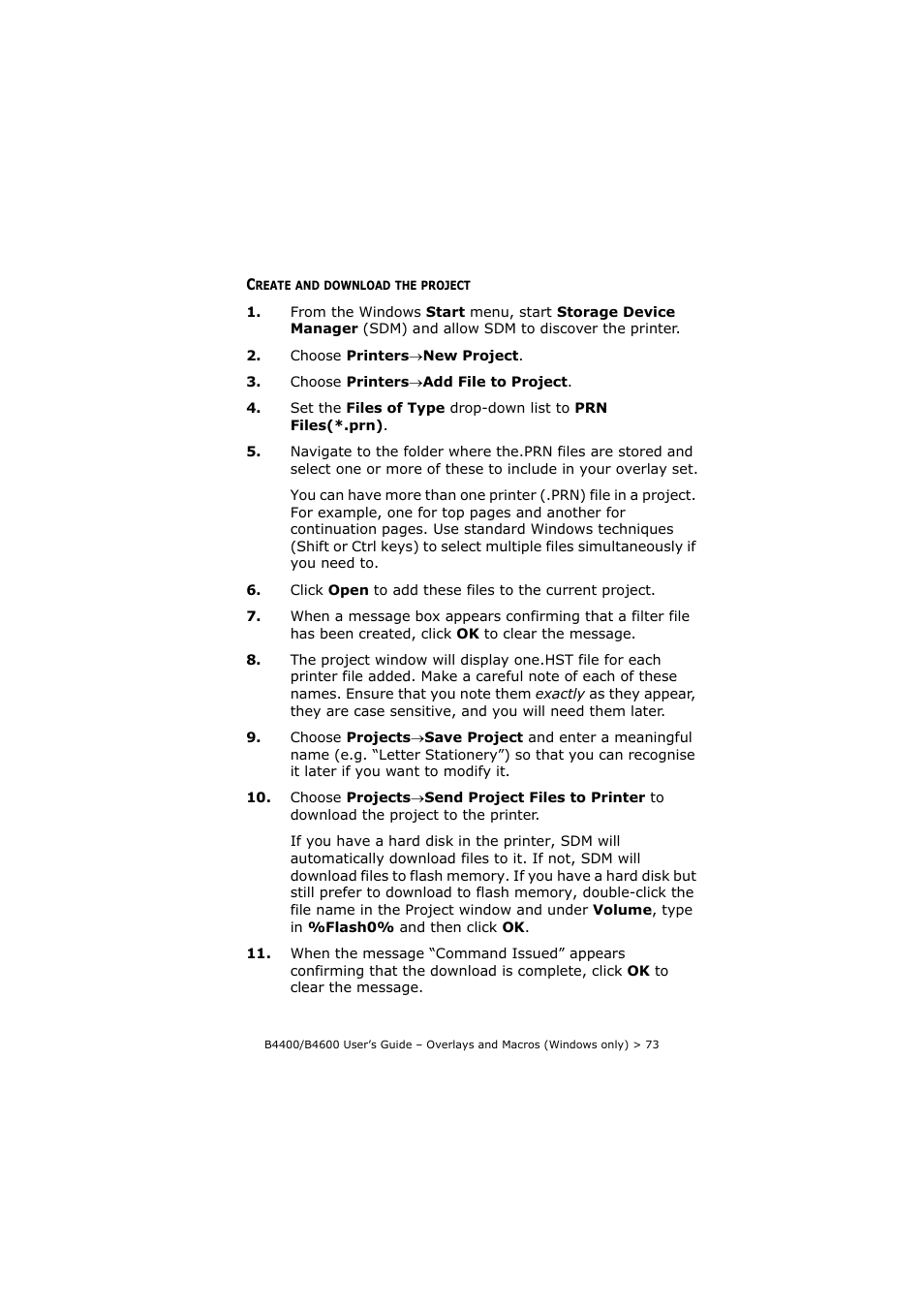 Create and download the project | Oki B4400 Series User Manual | Page 73 / 104