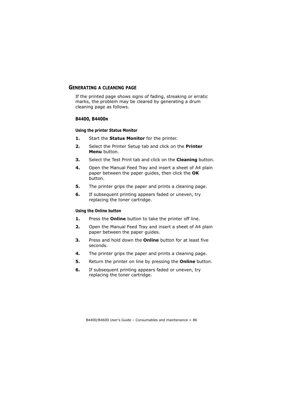 B4400, b4400n | Oki B4400 Series User Manual | Page 86 / 104