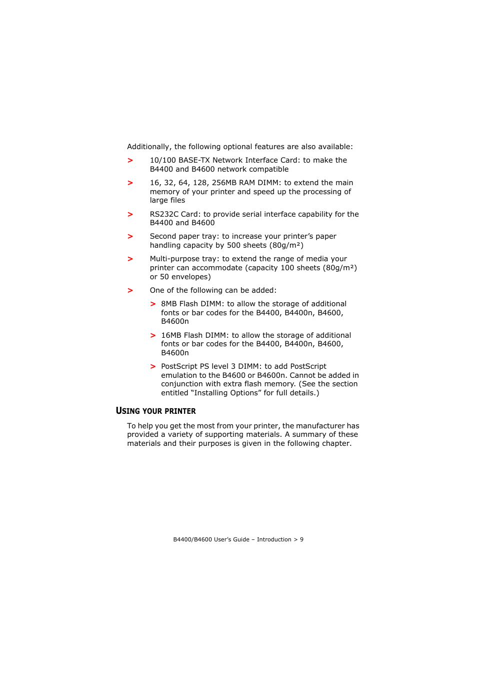 Using your printer | Oki B4400 Series User Manual | Page 9 / 104