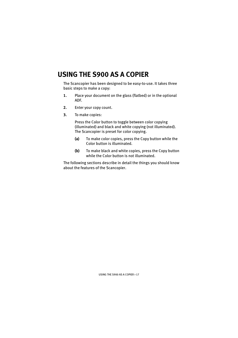 Using the s900 as a copier | Oki S900 User Manual | Page 17 / 85