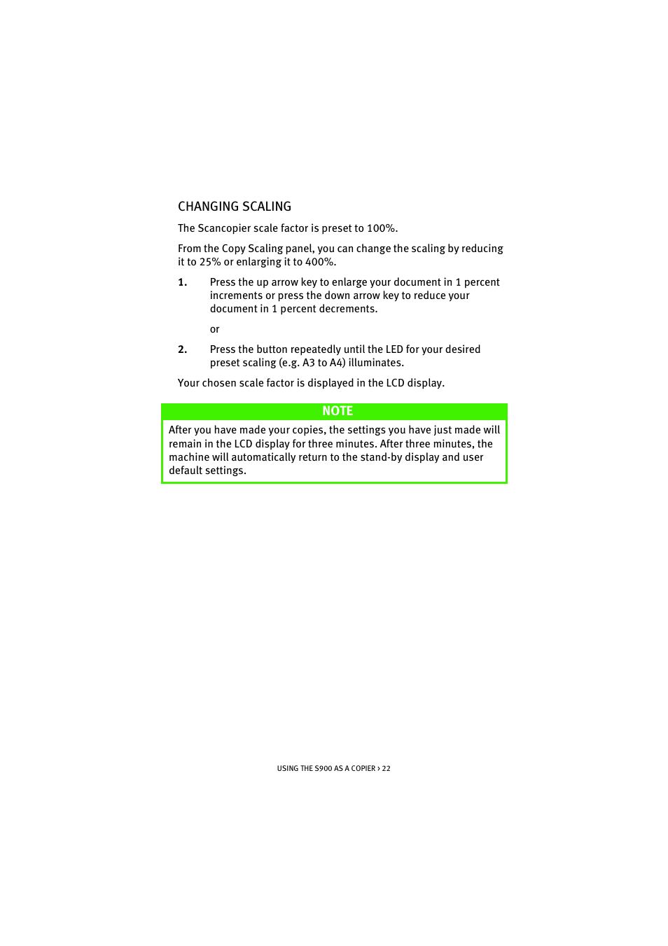 Changing scaling | Oki S900 User Manual | Page 22 / 85