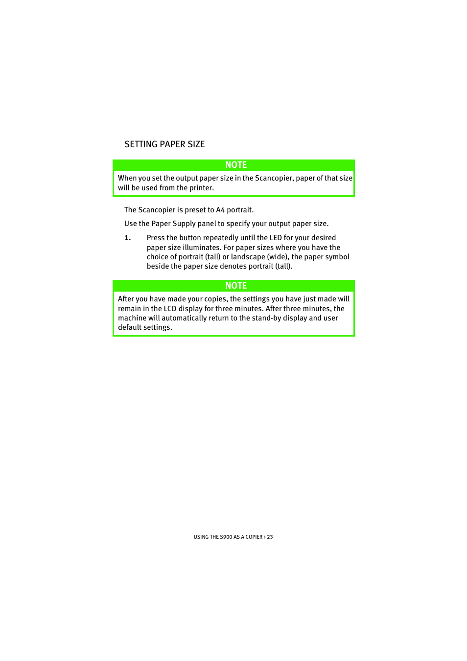 Setting paper size | Oki S900 User Manual | Page 23 / 85