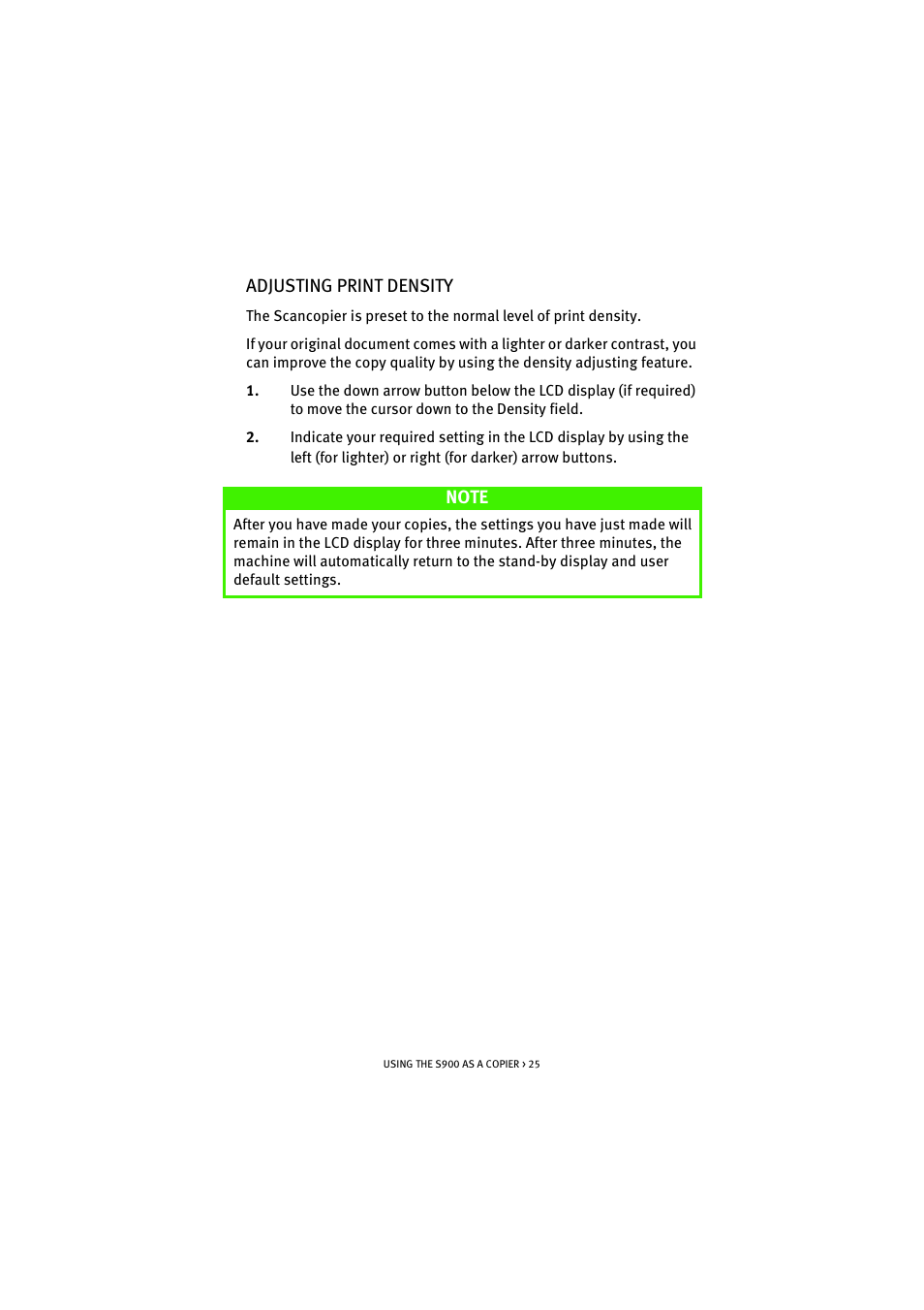 Adjusting print density | Oki S900 User Manual | Page 25 / 85