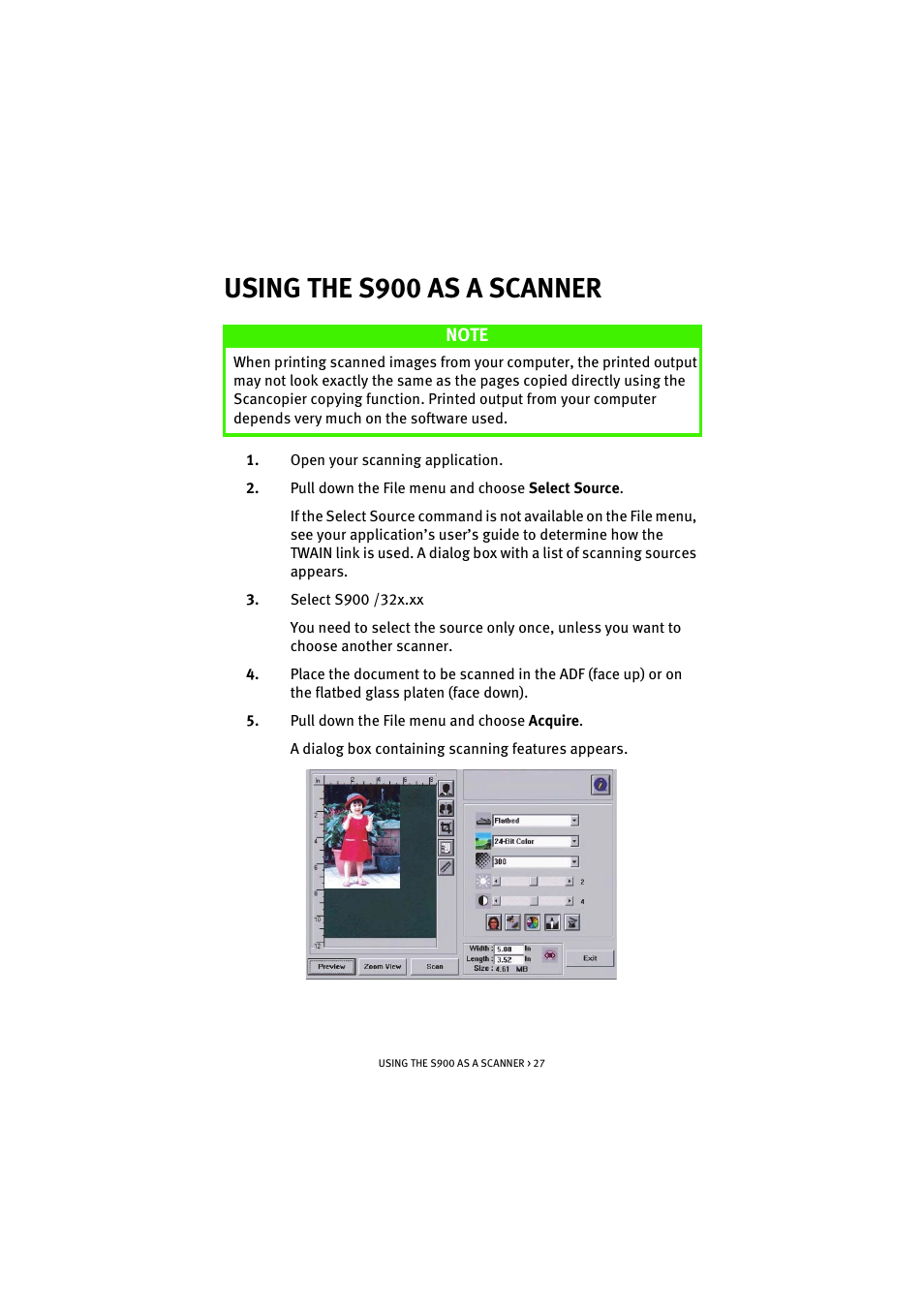 Using the s900 as a scanner | Oki S900 User Manual | Page 27 / 85