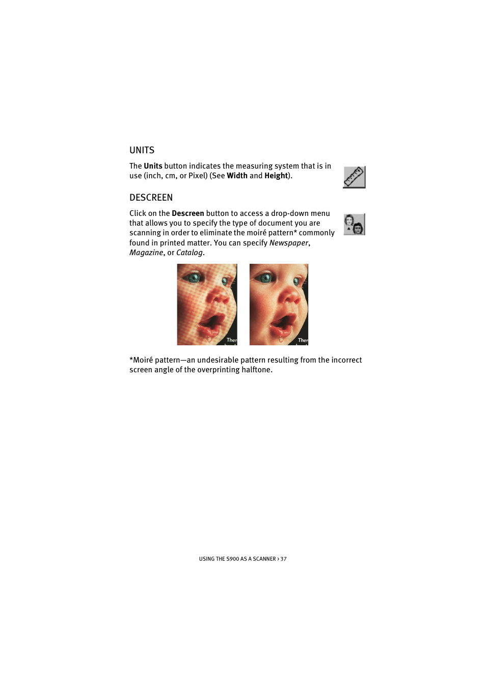 Units, Descreen, Units descreen | Oki S900 User Manual | Page 37 / 85