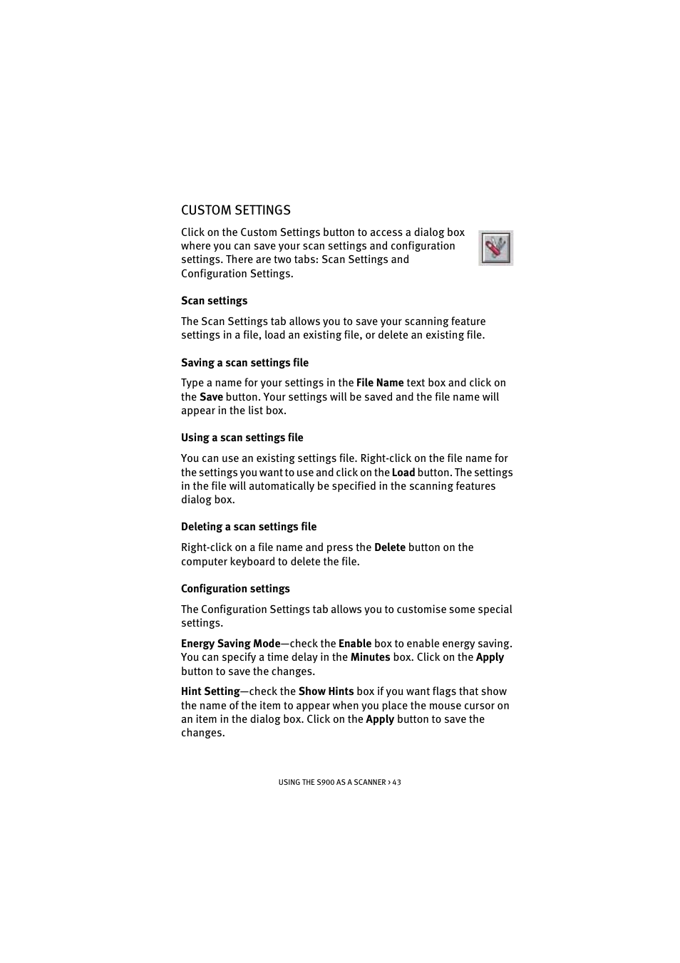 Custom settings | Oki S900 User Manual | Page 43 / 85