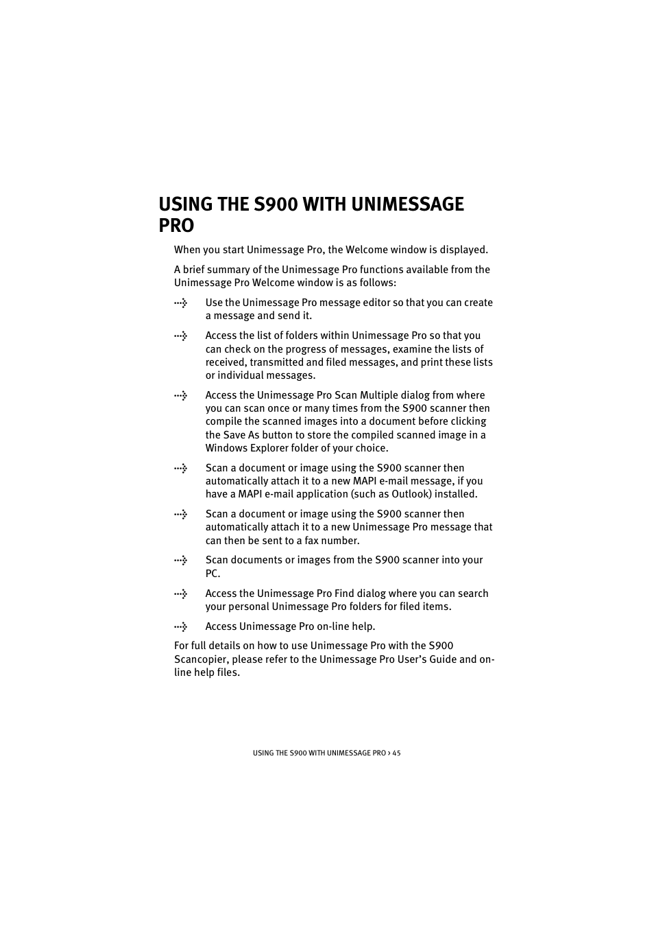 Using the s900 with unimessage pro | Oki S900 User Manual | Page 45 / 85