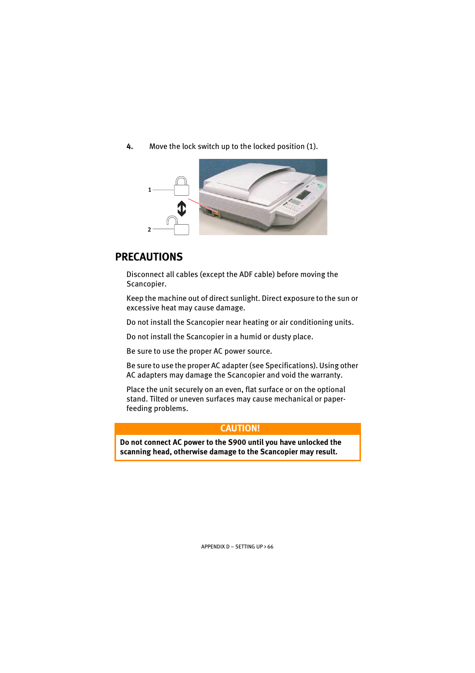 Precautions, Caution | Oki S900 User Manual | Page 66 / 85