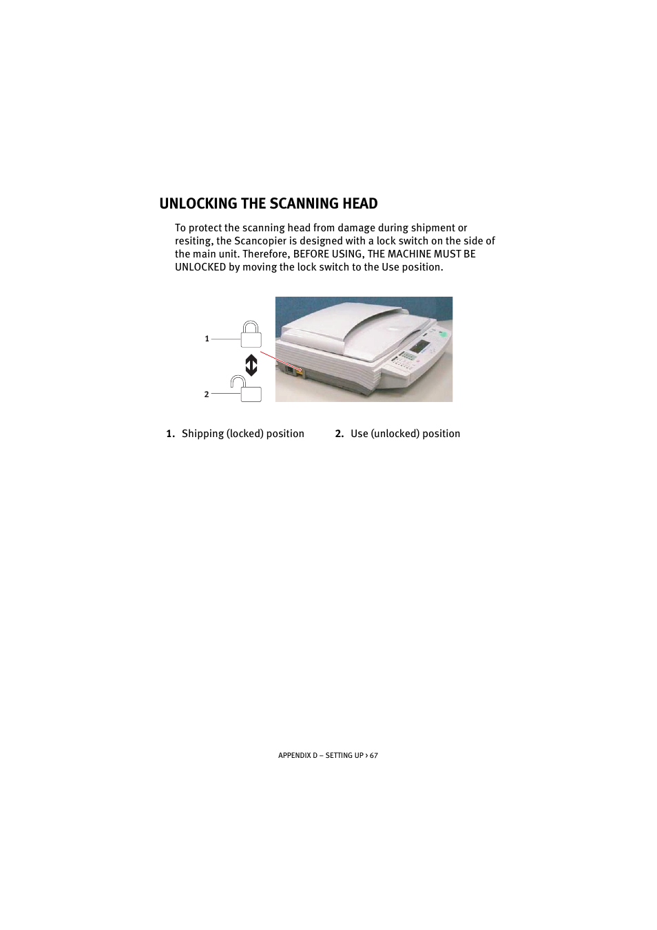 Unlocking the scanning head | Oki S900 User Manual | Page 67 / 85