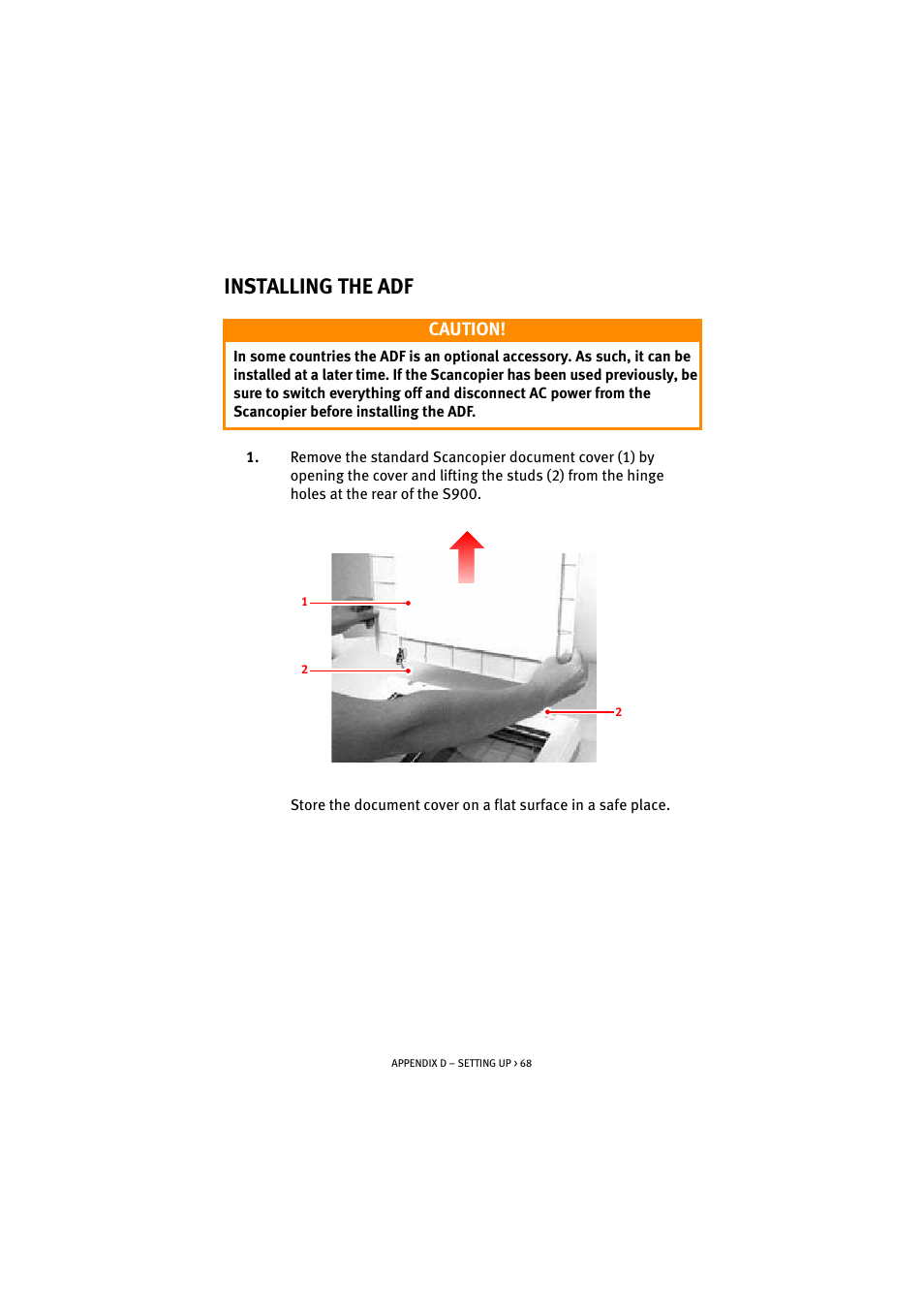 Installing the adf, Caution | Oki S900 User Manual | Page 68 / 85