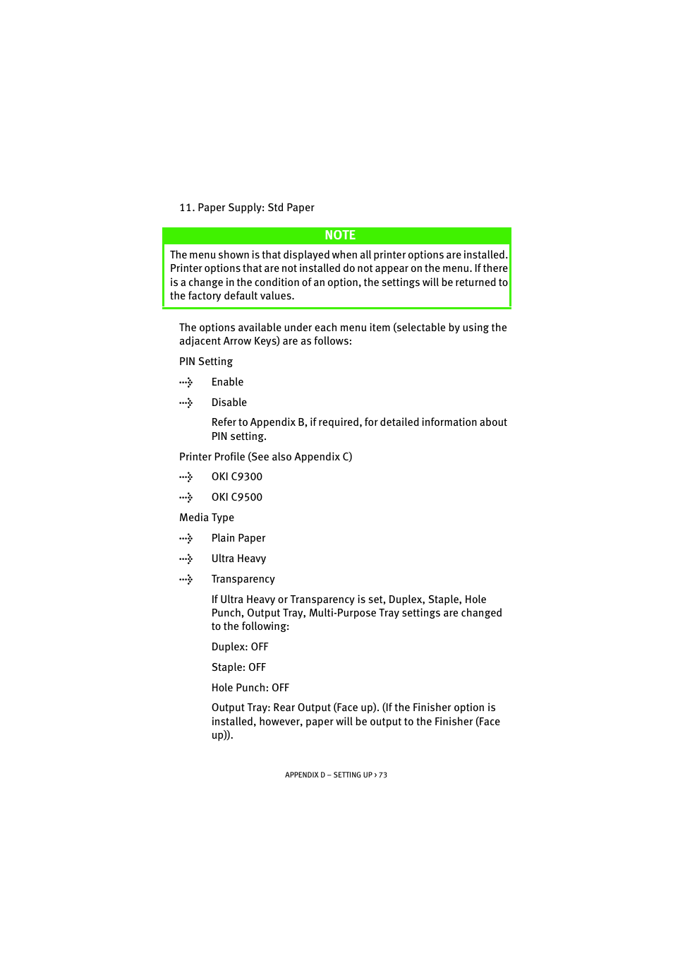 Oki S900 User Manual | Page 73 / 85