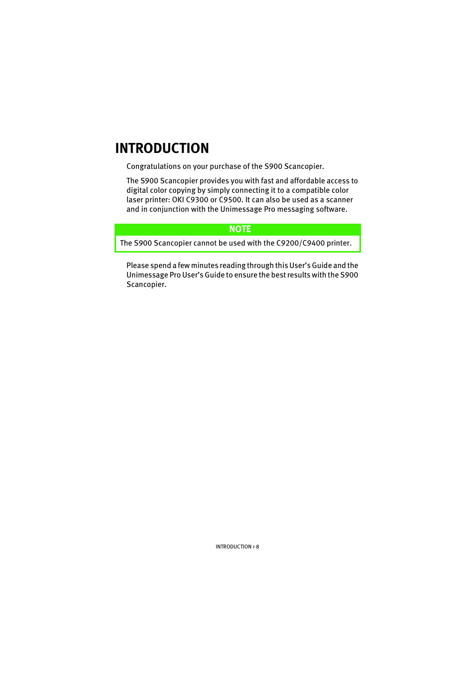 Introduction | Oki S900 User Manual | Page 8 / 85