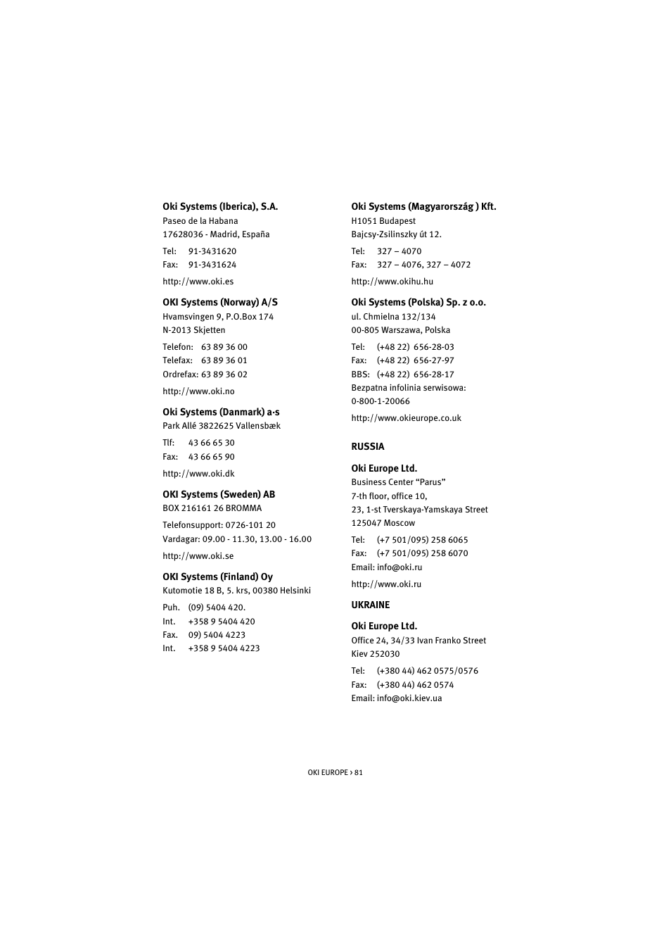 Oki S900 User Manual | Page 81 / 85