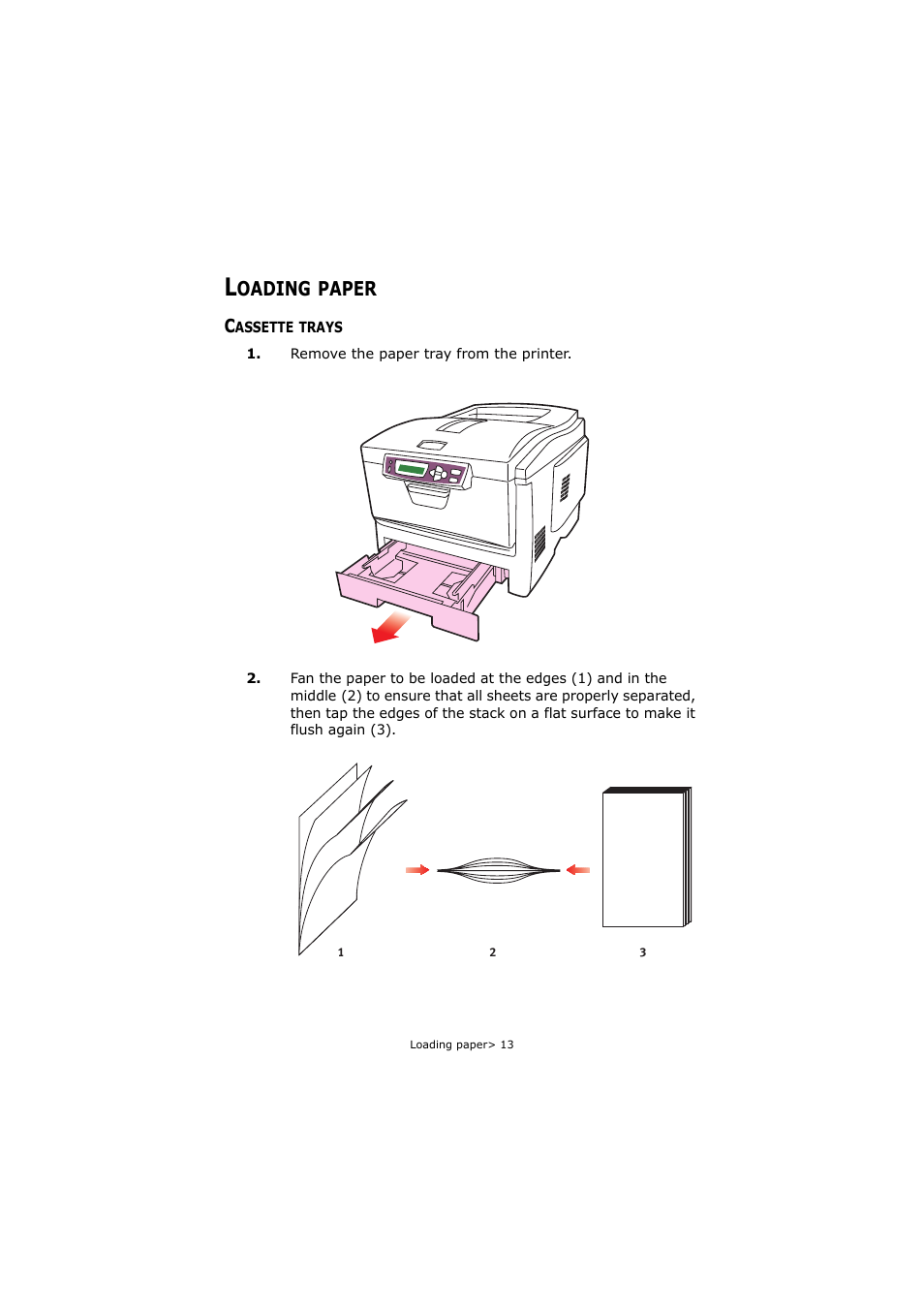 Loading paper, Cassette trays, Oading | Paper | Oki C5250 User Manual | Page 13 / 83