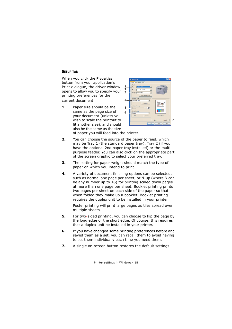 Setup tab | Oki C5250 User Manual | Page 18 / 83