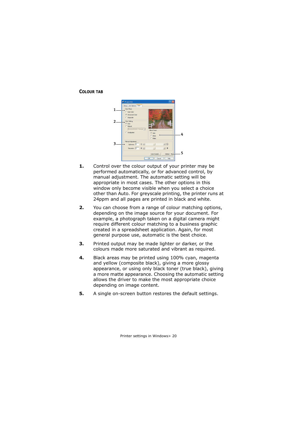 Colour tab | Oki C5250 User Manual | Page 20 / 83