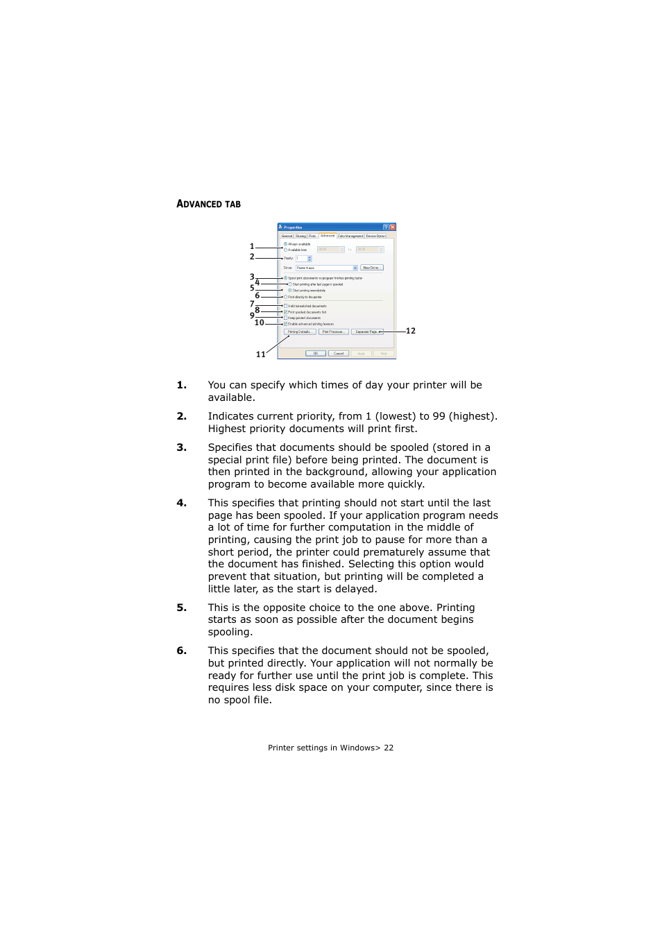 Advanced tab | Oki C5250 User Manual | Page 22 / 83