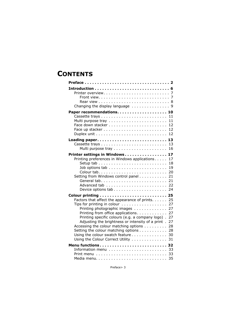 Ontents | Oki C5250 User Manual | Page 3 / 83