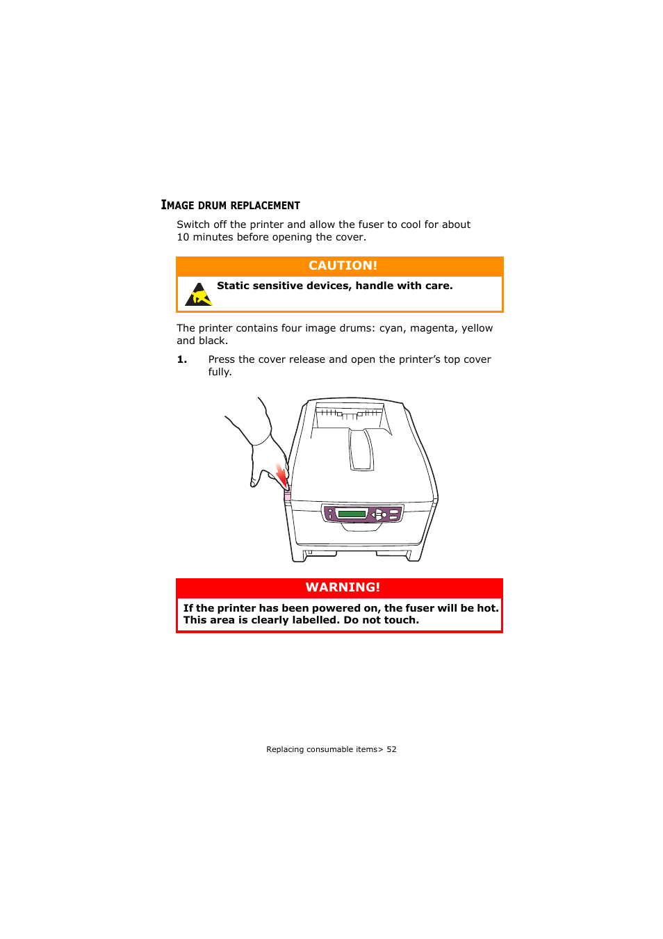 Image drum replacement | Oki C5250 User Manual | Page 52 / 83