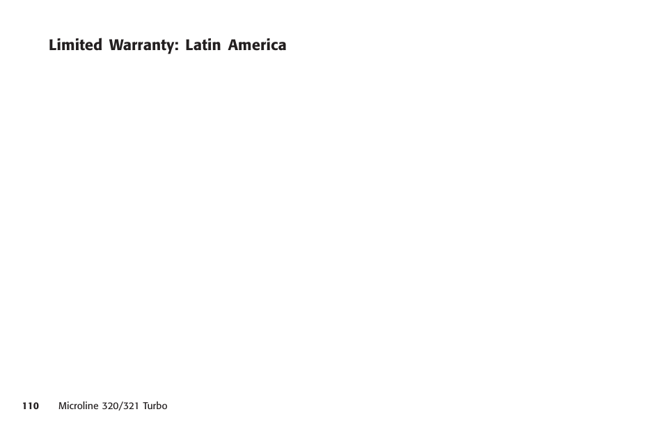 Limited warranty: latin america, Warranty, Latin america | Oki MICROLINE 320 TURBO User Manual | Page 110 / 138