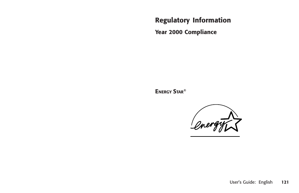 Regulatory information, Year 2000 compliance, Energy star | Year 2000, Year 2000 compliance energy star | Oki MICROLINE 320 TURBO User Manual | Page 121 / 138