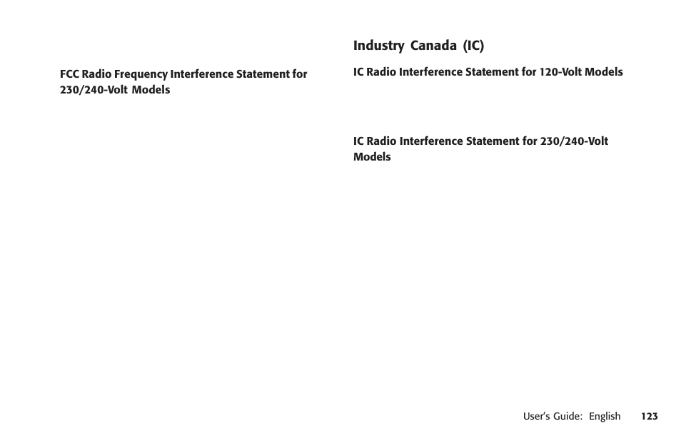 Industry canada (ic), Industry canada, Canada | Oki MICROLINE 320 TURBO User Manual | Page 123 / 138