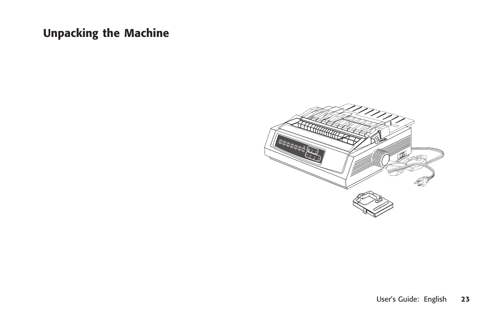 Unpacking the machine, Contents list, unpacking the printer, List of contents | User’s guide: english 23, Micro feed up micro feed down | Oki MICROLINE 320 TURBO User Manual | Page 23 / 138