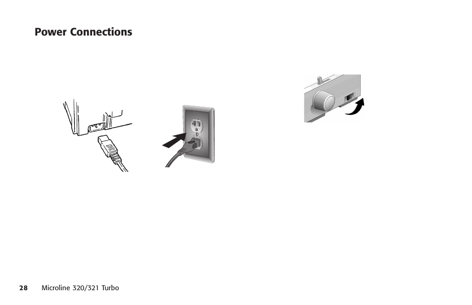 Power connections, Connecting the printer to | Oki MICROLINE 320 TURBO User Manual | Page 28 / 138