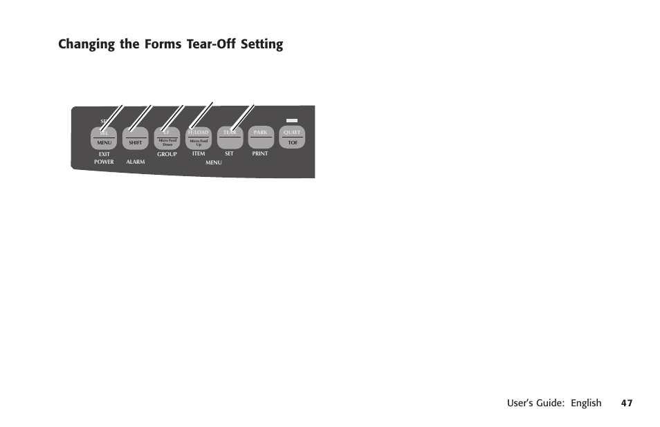 Changing the forms tear-off setting, Changing | Oki MICROLINE 320 TURBO User Manual | Page 47 / 138