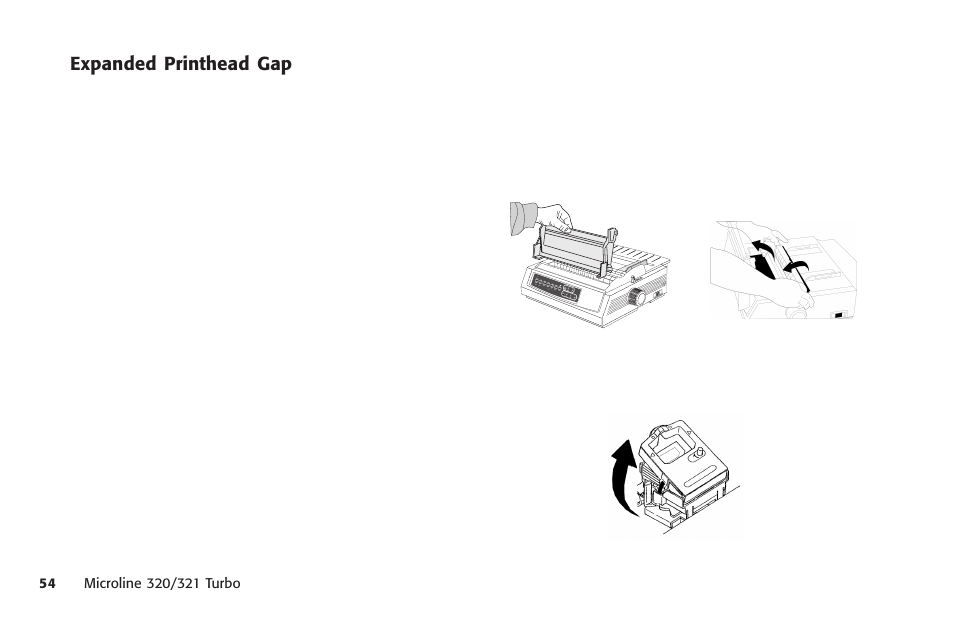 Expanded printhead gap, Thick, Expanded | Oki MICROLINE 320 TURBO User Manual | Page 54 / 138