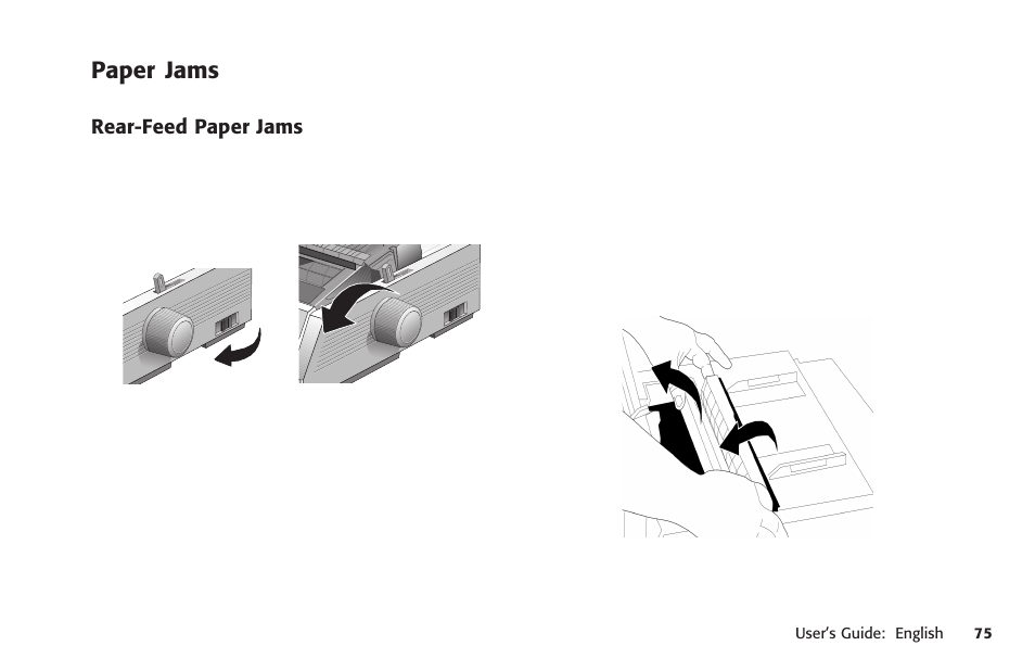 Paper jams, Rear feed, Paper jam | Oki MICROLINE 320 TURBO User Manual | Page 75 / 138