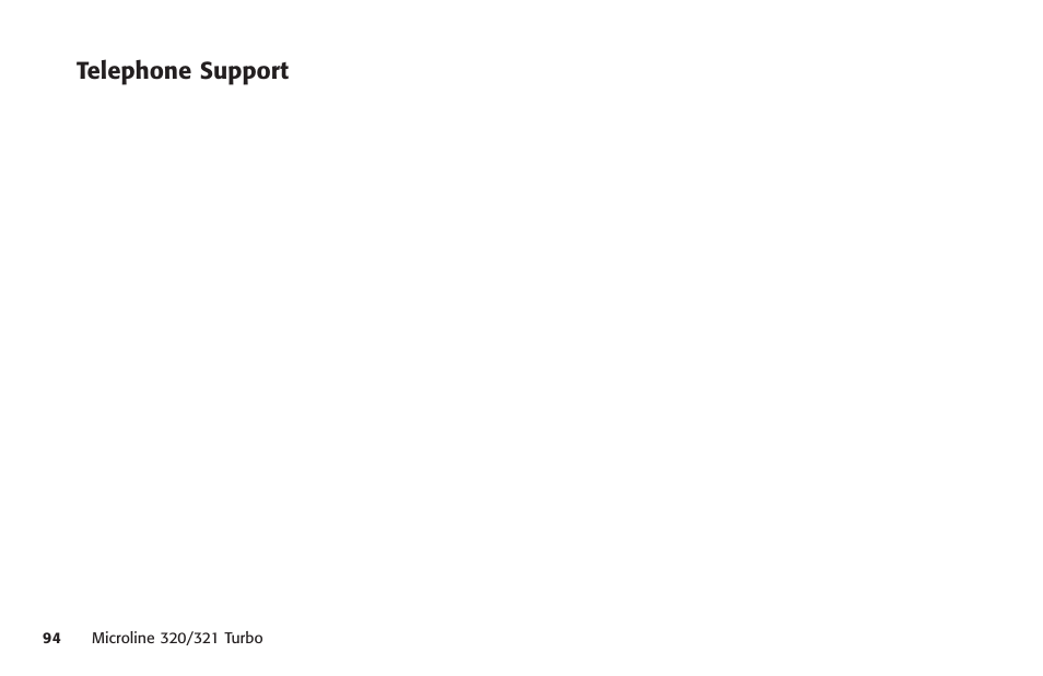 Telephone support, Service, Telephone | United states, Oki data support, Oki data suppport (telephone) | Oki MICROLINE 320 TURBO User Manual | Page 94 / 138