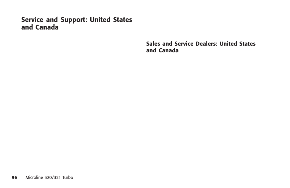 Service and support: united states and canada, Proof of purchase | Oki MICROLINE 320 TURBO User Manual | Page 96 / 138