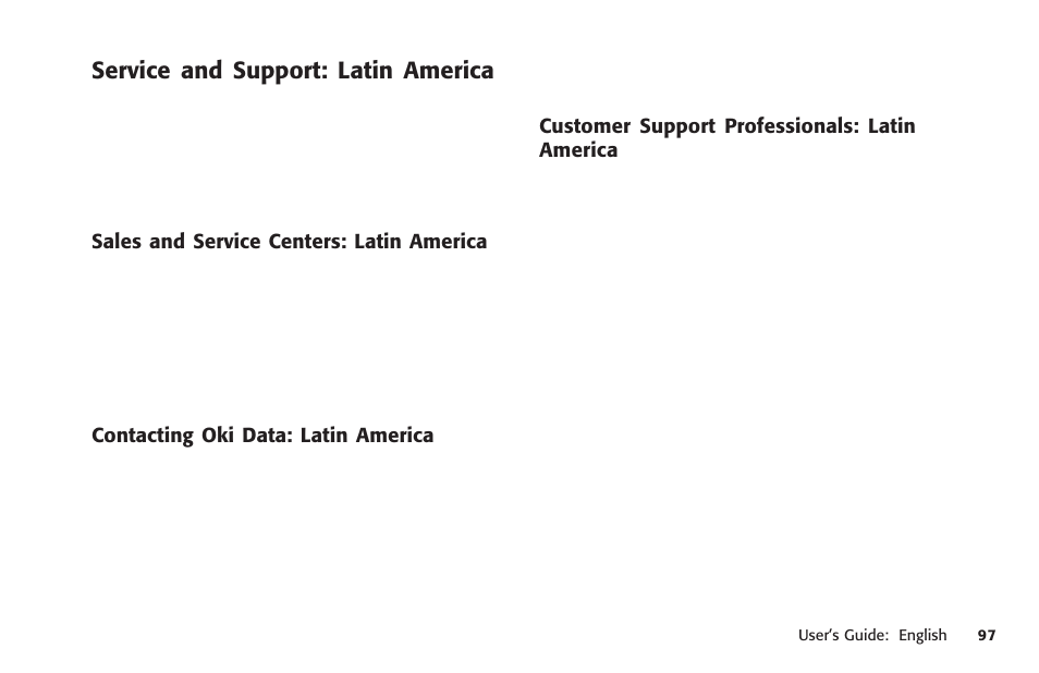 Service and support: latin america, Service, Locating a service center | Latin america | Oki MICROLINE 320 TURBO User Manual | Page 97 / 138