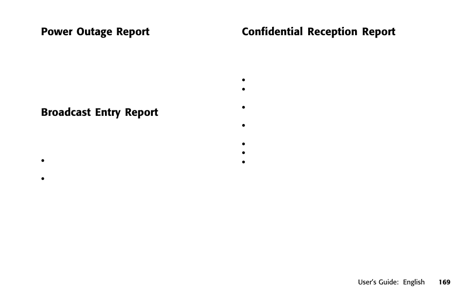 Power outage report, Broadcast entry report, Confidential reception report | Oki FAX 5950 User Manual | Page 183 / 248