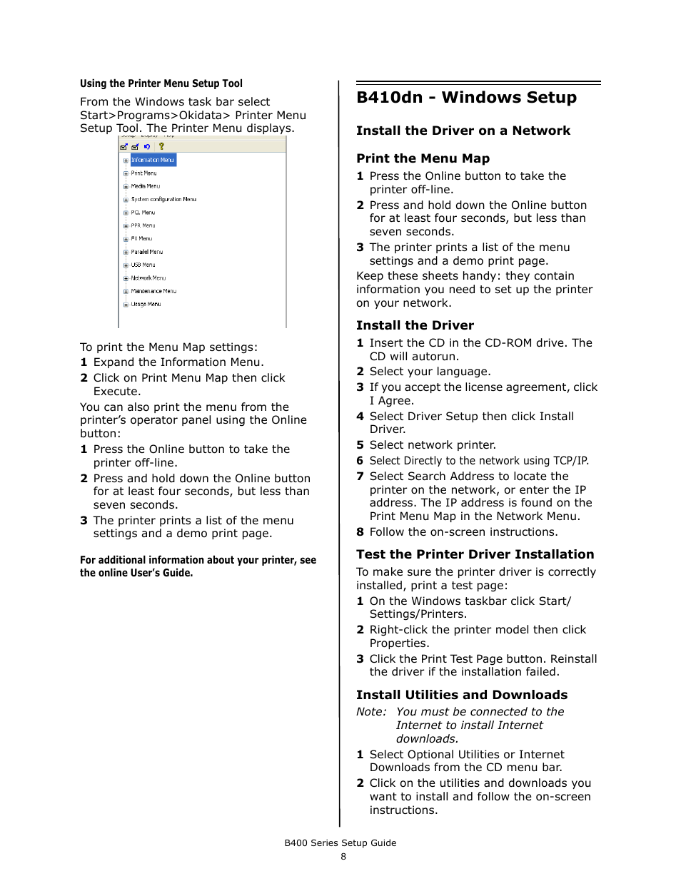 B410dn - windows setup | Oki B430DN User Manual | Page 8 / 48